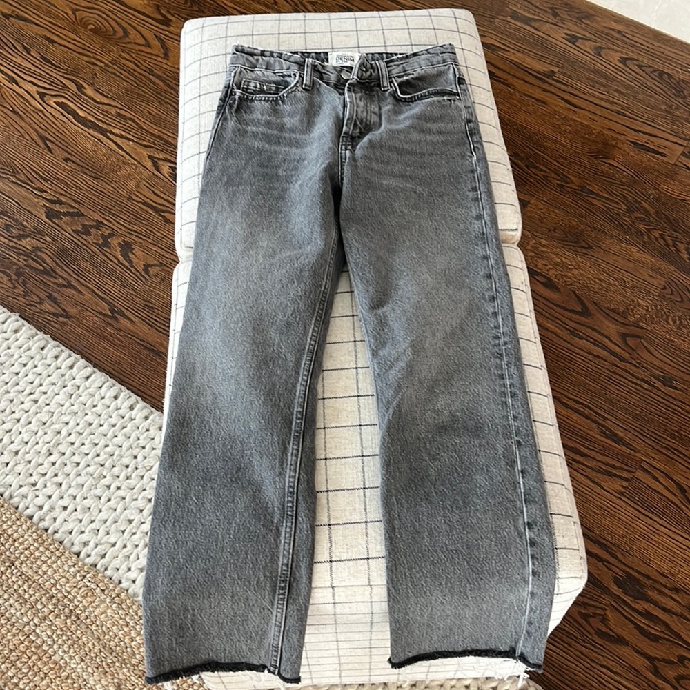 Zara TRF Distressed Black Cropped Denim